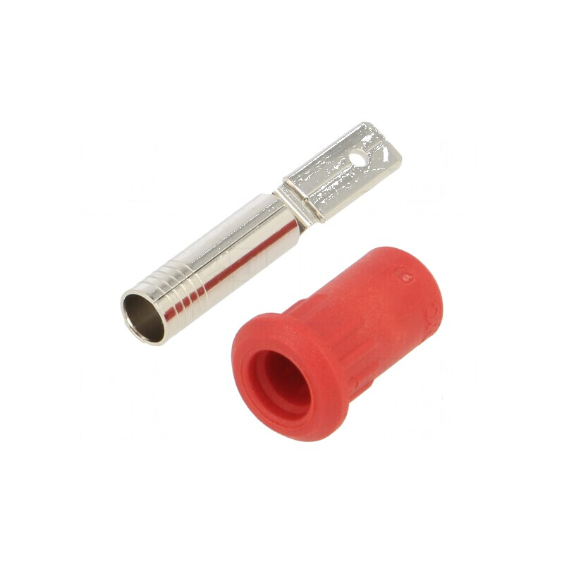 Conector banană 4mm soclu roşu 25A 30VAC 60VDC nichelat | Electronic-mag.ro | Componente Electronice