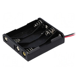 Suport baterii AAA R3 cu 4 cabluri negre de 150mm | Electronic-mag.ro | Componente Electronice