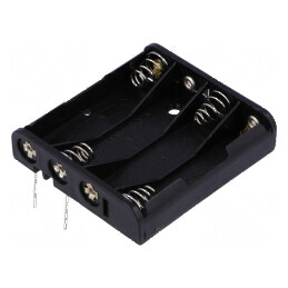 Suport baterii AAA, R3 pentru PCB neagră, 4 sloturi | Electronic-mag.ro | Componente Electronice