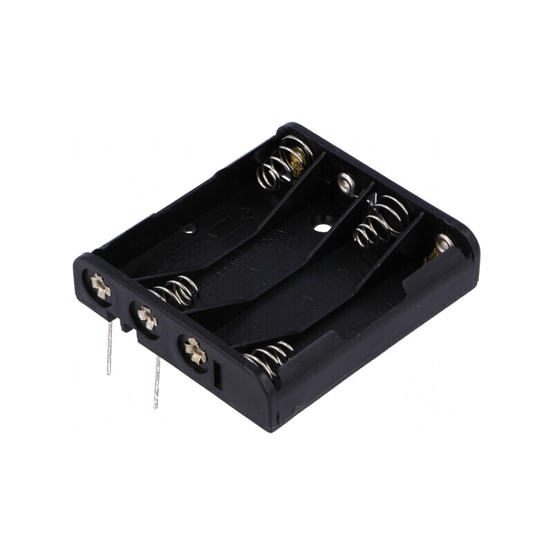Suport baterii AAA, R3 pentru PCB neagră, 4 sloturi | Electronic-mag.ro | Componente Electronice