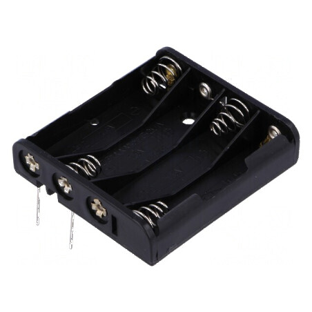 Suport baterii AAA, R3 pentru PCB neagră, 4 sloturi | Electronic-mag.ro | Componente Electronice