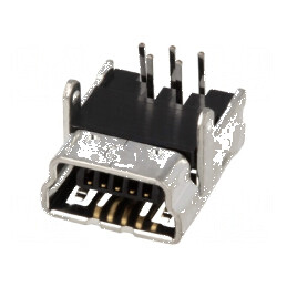 Conector USB B mini soclu 90° pentru PCB THT PIN 5 | Electronic-mag.ro | Componente Electronice