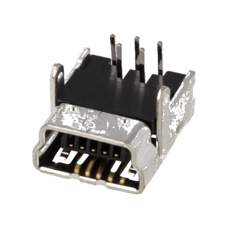 Conector USB B mini soclu 90° pentru PCB THT PIN 5 | Electronic-mag.ro | Componente Electronice