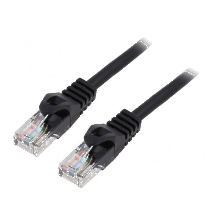 Cablul Patch U/UTP 5e Litat CCA PVC Negru 1m 26AWG | Electronic-mag.ro | Componente Electronice