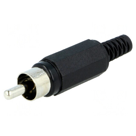 Conector RCA mufă tată nichelat pentru lipire, manşon drept | Electronic-mag.ro | Componente Electronice