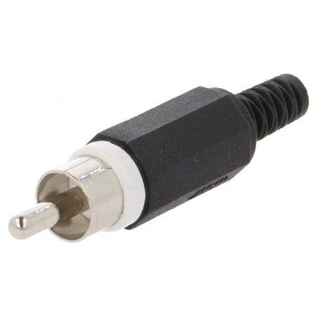 Conector RCA mufă tată nichelat cu manşon drept pentru lipire | Electronic-mag.ro | Componente Electronice