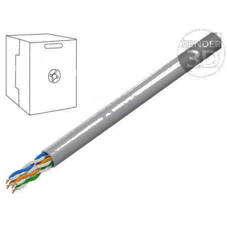 Cablu U/UTP 5e 4x2x24AWG sârmă Cu PVC gri 305m Ø4,5mm | Electronic-mag.ro | Componente Electronice