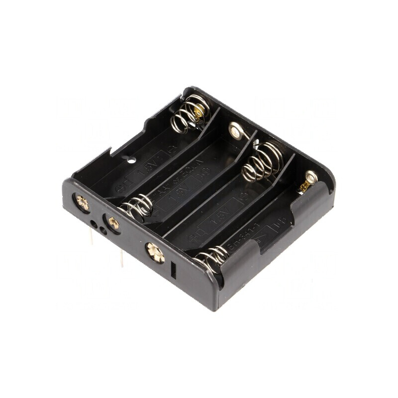 Suport baterii AA R6 4 locuri PCB negru | Electronic-mag.ro | Componente Electronice Suport baterii AA R6 4 locuri PCB negru | Electronic-mag.ro | Componente Electronice