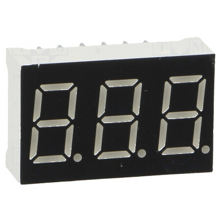 Afișaj LED 7 segmente 9,14mm roșu 0,36 Nr.car 3 6,5mcd | Electronic-mag.ro | Componente Electronice