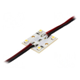 LED alb cald 0,48W 21lm 120° 4 diode 27x22mm 12VDC | Electronic-mag.ro | Componente Electronice