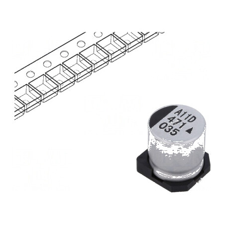 Condensator electrolitic SMD 470uF 35V 12,5x13,5mm 5000h | Electronic-mag.ro | Componente Electronice
