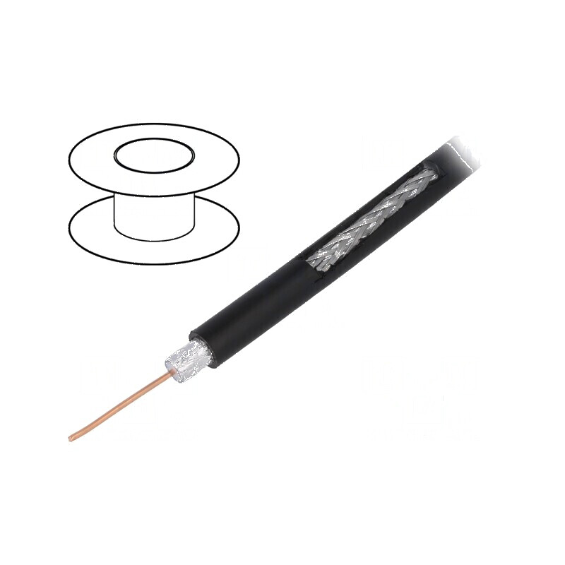 Cablu coaxial RG6 100m Cu PE negru Ø6,91mm | Electronic-mag.ro | Componente Electronice