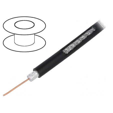 Cablu coaxial RG6 100m Cu PE negru Ø6,91mm | Electronic-mag.ro | Componente Electronice