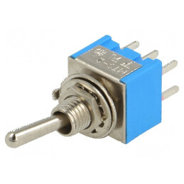 Comutator basculant DPDT ON-ON 2 poziții 3A/250VAC pentru PCB | Electronic-mag.ro | Componente Electronice