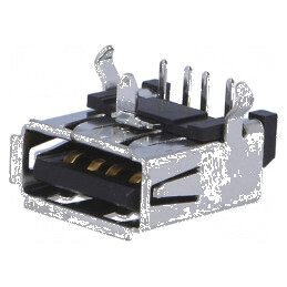 Conector USB A soclu THT 90° aurit pentru PCB PIN 4 | Electronic-mag.ro | Componente Electronice
