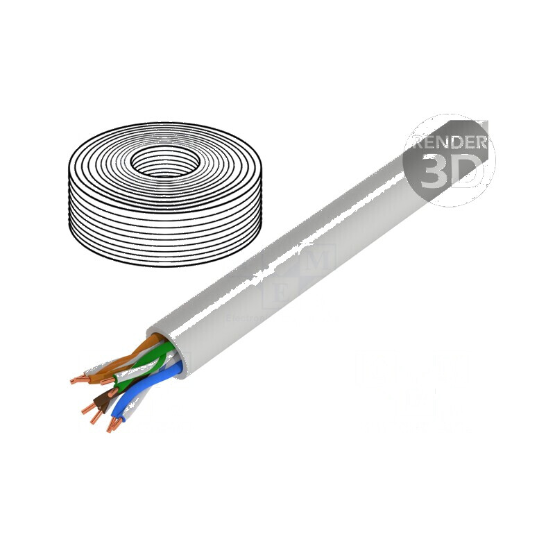 Cablu U/UTP 5e 50m PVC gri 4x2x24AWG Ø4,7mm | Electronic-mag.ro | Componente Electronice