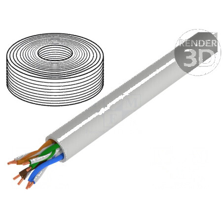 Cablu U/UTP 5e 50m PVC gri 4x2x24AWG Ø4,7mm | Electronic-mag.ro | Componente Electronice