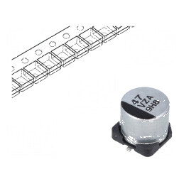 Condensator hibrid 47uF 35VDC SMD ESR 60mΩ ±20% -55÷105°C | Electronic-mag.ro | Componente Electronice