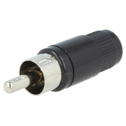 Conector RCA mufă tată drept lipire neagră nichelat | Electronic-mag.ro | Componente Electronice