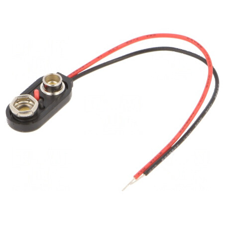 Conector 6F22 cu cabluri de 100mm pentru baterii 6F22/6LR61 | Electronic-mag.ro | Componente Electronice