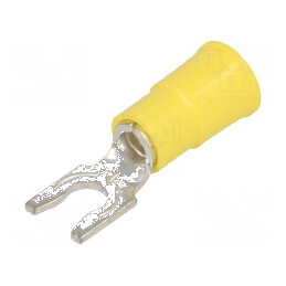 Furcă M4 Ø 4,32mm crimpat pe cablu izolată galbenă | Electronic-mag.ro | Componente Electronice