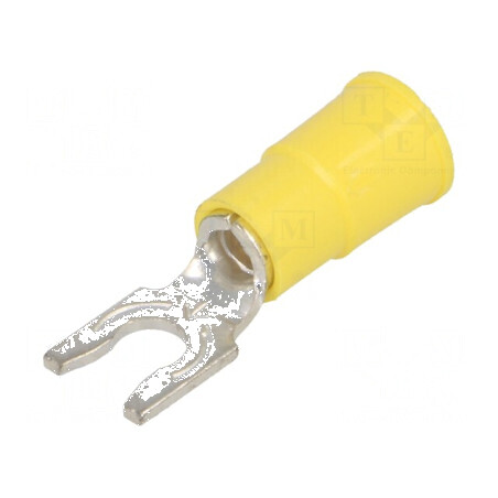 Furcă M4 Ø 4,32mm crimpat pe cablu izolată galbenă | Electronic-mag.ro | Componente Electronice
