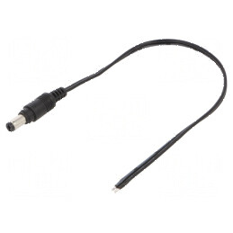 Cablu 2x0,5mm2 DC 5,5/2,1 Mufă Drept Negru 0,25m | Electronic-mag.ro | Componente Electronice