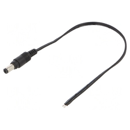 Cablu 2x0,5mm2 DC 5,5/2,1 Mufă Drept Negru 0,25m | Electronic-mag.ro | Componente Electronice