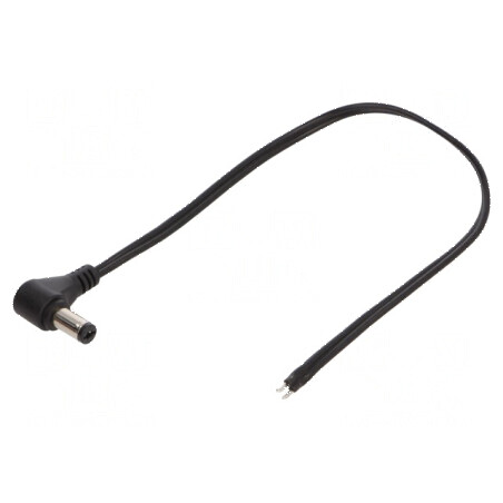 Cablu 2x0,5mm2 DC 5,5/2,1 mufa unghi negru 0,25m | Electronic-mag.ro | Componente Electronice