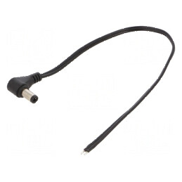 Cablu DC 5,5/2,5 mufă unghi negru 0,25m 2x0,5mm2 | Electronic-mag.ro | Componente Electronice