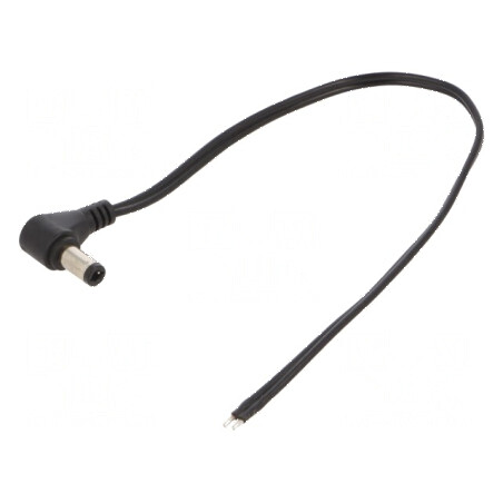 Cablu DC 5,5/2,5 mufă unghi negru 0,25m 2x0,5mm2 | Electronic-mag.ro | Componente Electronice