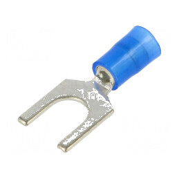 Furcă Vârf Ø 6mm cupru izolată, 1,5-2,5mm2 crimpat pe cablu | Electronic-mag.ro | Componente Electronice