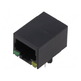 Conector RJ45 soclu PIN 8 cu diodă LED 8p8c THT | Electronic-mag.ro | Componente Electronice