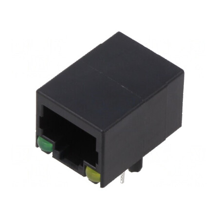 Conector RJ45 soclu PIN 8 cu diodă LED 8p8c THT | Electronic-mag.ro | Componente Electronice