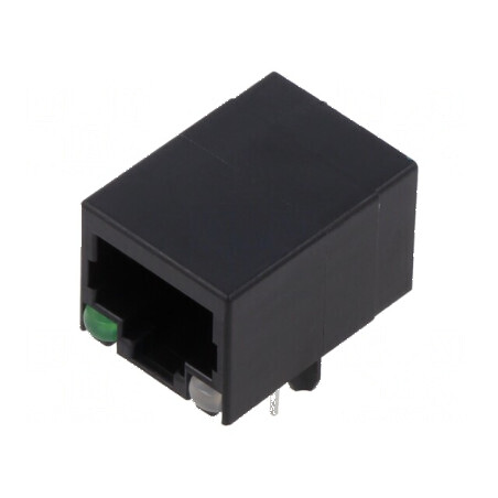 Conector RJ45 soclu PIN 8 cu diodă LED 8p8c THT | Electronic-mag.ro | Componente Electronice