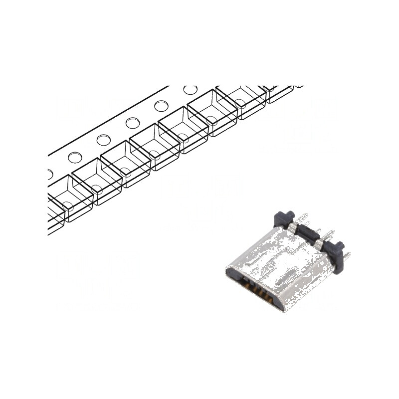 Conector USB B Micro THT 5 PIN 1,8A USB 2.0 | Electronic-mag.ro | Componente Electronice