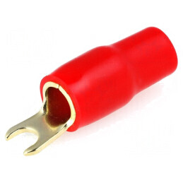 Terminal furcă M4 20mm² aurit izolat roșu | Electronic-mag.ro | Componente Electronice