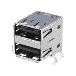 Conector USB A soclu THT unghi 90° duble USB 2.0 aurit | Electronic-mag.ro | Componente Electronice