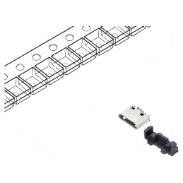 Conector USB B Micro Soclu SMT PIN 5 Verticale USB 2.0 1.8A | Electronic-mag.ro | Componente Electronice