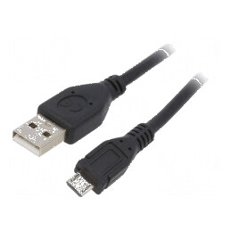 Cablu USB 2.0 A la micro B aurit 0,1m negru | Electronic-mag.ro | Componente Electronice