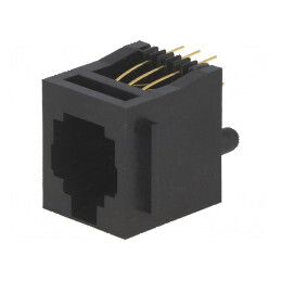 Conector RJ12 soclu 6 pini cu blocare panou poliester aurit | Electronic-mag.ro | Componente Electronice