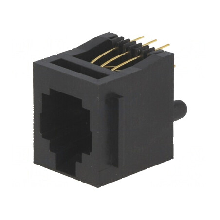 Conector RJ12 soclu 6 pini cu blocare panou poliester aurit | Electronic-mag.ro | Componente Electronice