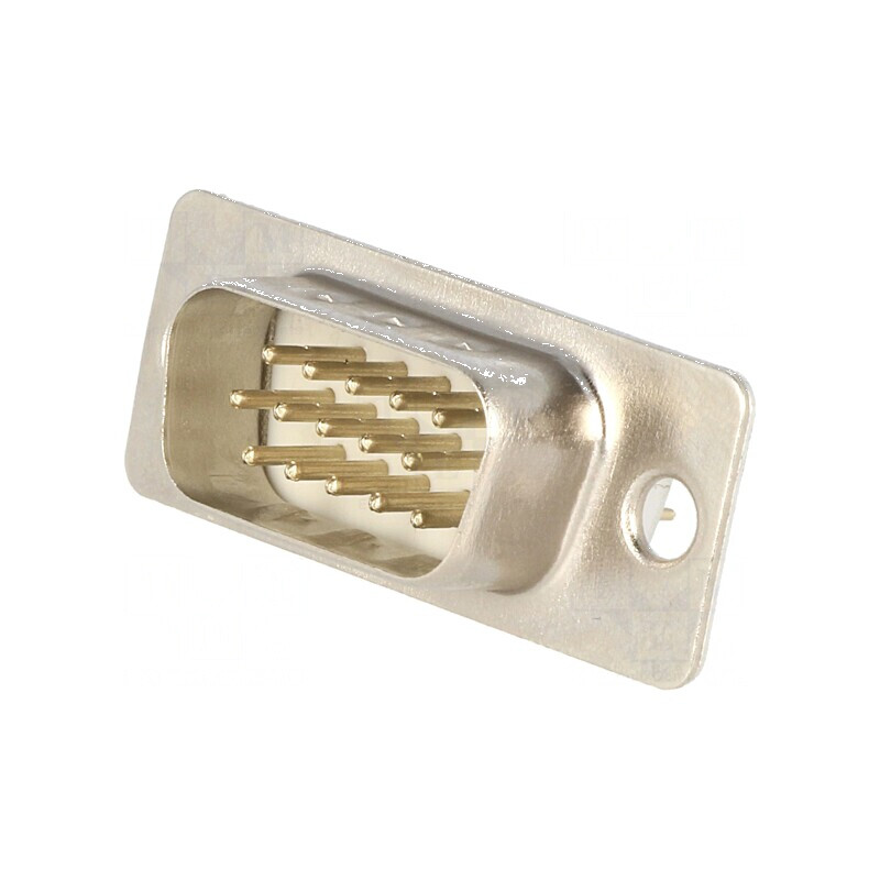 D-Sub HD 15 PIN Soclu Tată Drept THT 5A 15mΩ cu Placare Aurită - Conector Profesional | Electronic-mag.ro | Componente Electronice