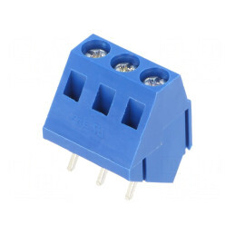 Regletă de Conexiuni pentru PCB în Unghi de 35° cu Piste de 5mm, Capacitate de 2,5mm² - 3 Canale | Electronic-mag.ro | Componente Electronice
