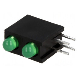 LED 3mm Verde 2 Diode 20mA 60° 2,2-2,5V în Carcasă | Electronic-mag.ro | Componente Electronice