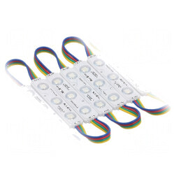 Banda LED RGB 0,72W IP67 cu unghi de dispersie 140°, 3 diode 5050, dimensiuni 75x15mm, 12VDC | Electronic-mag.ro | Componente Electronice
