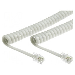 Cablu spiralat pentru telefon cu împletitură albă, 1m | Electronic-mag.ro | Componente Electronice