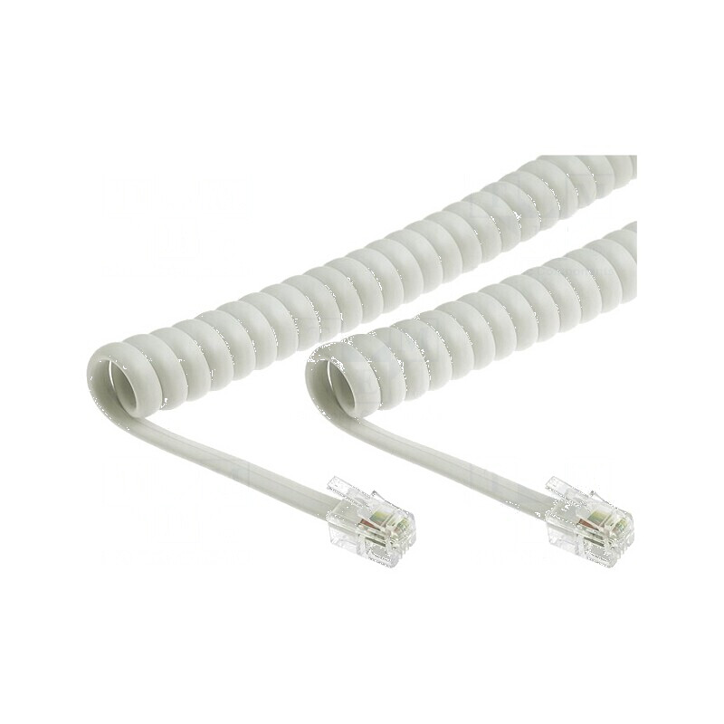Cablu spiralat pentru telefon cu împletitură albă, 1m | Electronic-mag.ro | Componente Electronice