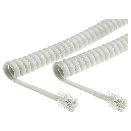 Cablu spiralat pentru telefon cu împletitură albă, 1m | Electronic-mag.ro | Componente Electronice