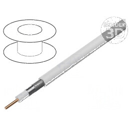 Cablu Coaxial RG6 cu Sârmă din Cupru și Îmbrăcăminte PVC Alb - 500m, Ø Cablu 7mm | Electronic-mag.ro | Componente Electronice